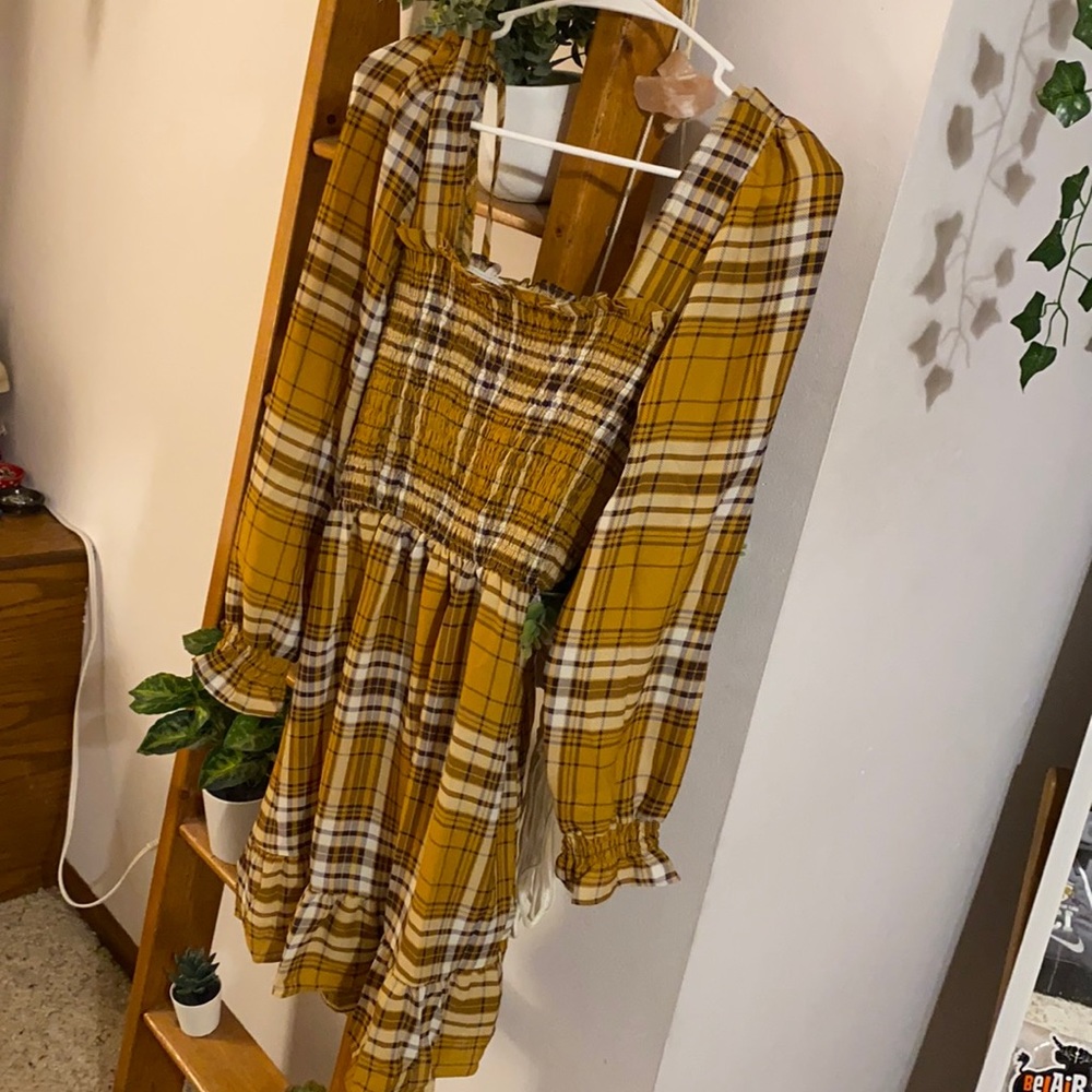 Yellow & Brown Plaid Dress Longsleeve (Clueless)